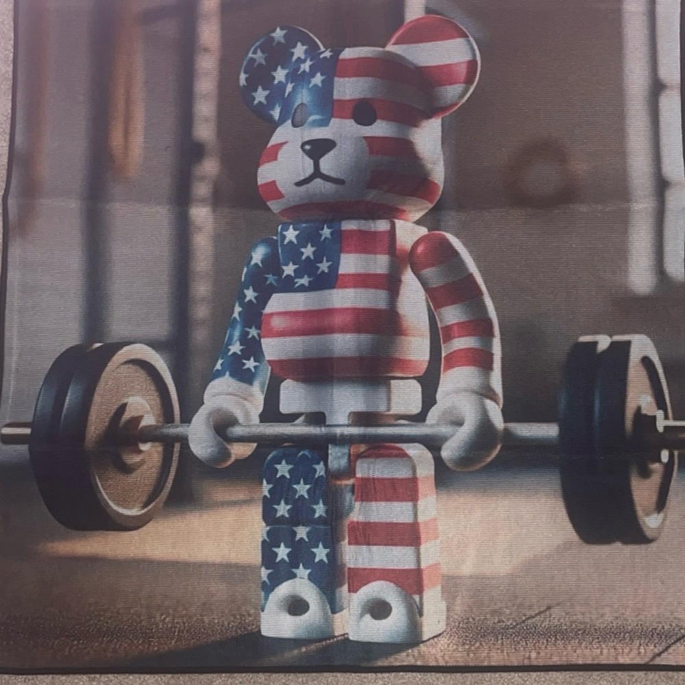 American Flag Bearbrick Large Non-Slip Rug